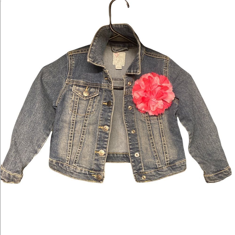 COPY - Size 4T Little Girls Childrens Place Jean Jacket w Flower Pin